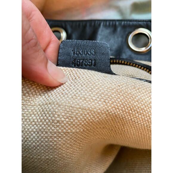 Gucci Black GG Monogram Canvas and Leather Positano Tote Gold Hardware - Picture 14 of 15